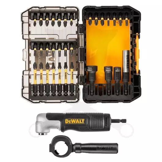 Bit készlet 33 db-os + 1/4" sarokcsavarozó adapter McLaren - Dewalt