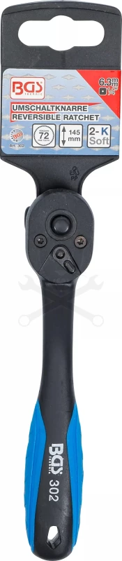 Crowa racsnis kulcs 1/4" 72 fogú, irányváltós, műanyag bevonattal - BGS