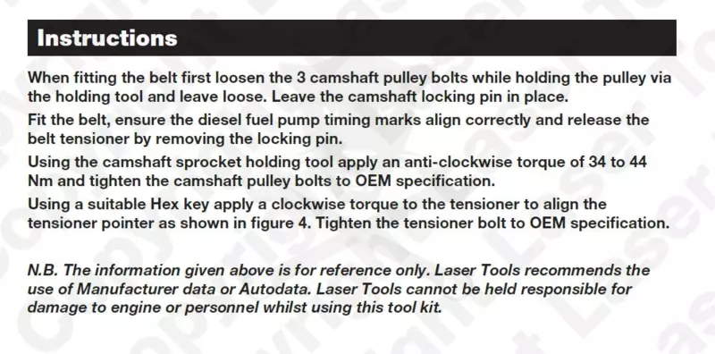 Vezérlésrögzítő készlet Hyundai, Kia 1.6 AdBlue® diesel - Laser Tools