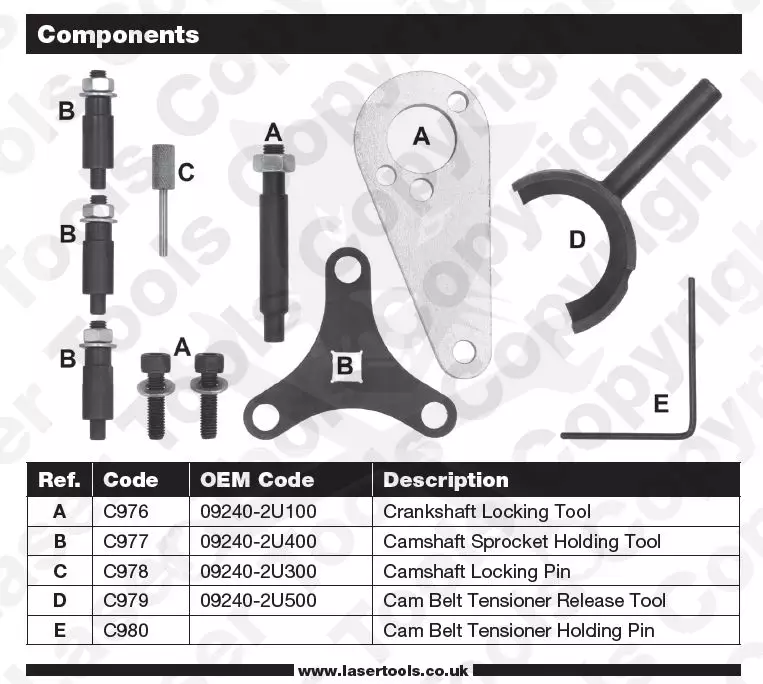 Vezérlésrögzítő készlet Hyundai, Kia 1.6 AdBlue® diesel - Laser Tools