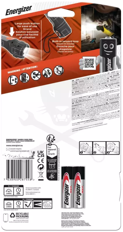 Elemlámpa Energizer HardCase Project Plus + 4xAA