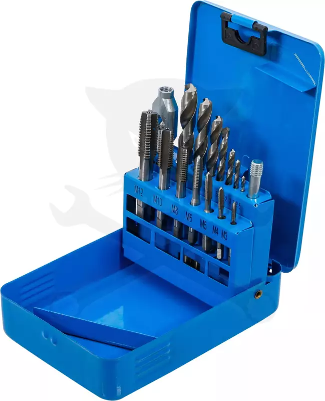 Menetfúró-előfúró klt 16 db-os gépi  M3-M12/2,5x10,2 mm