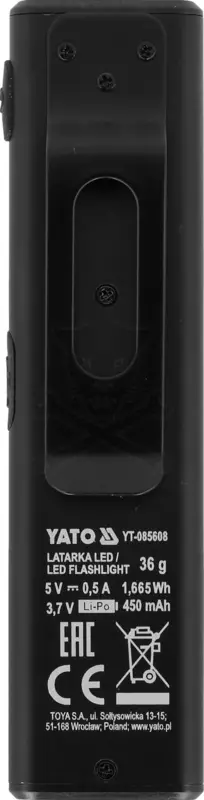 Szerelőlámpa (Zseblámpa) újratölthető USB-s, 500 lm MINI - Yato