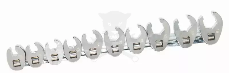 Villáskulcs adapter készlet nyitott 3/8" 10 db-os 10-19 mm "Crowfoot" -