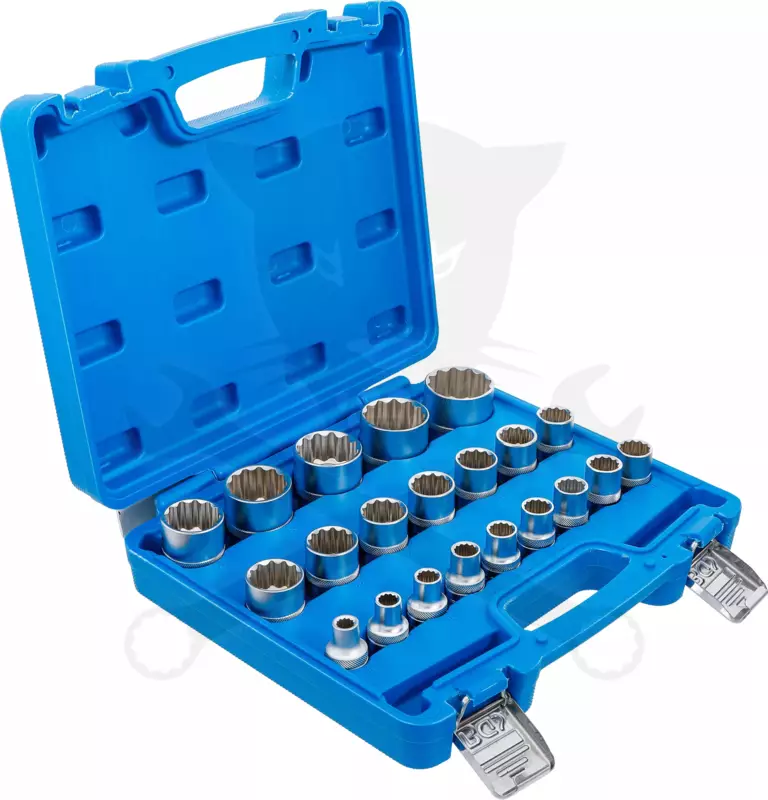Dugókulcs - crowafej készlet 1/2" 12 szögű rövid 8-36 mm 21 db-os - BGS