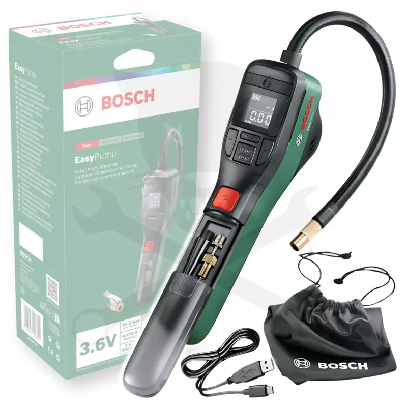 Kompresszor akkus  3,6 V 10,3 bar + 4db fej - Bosch