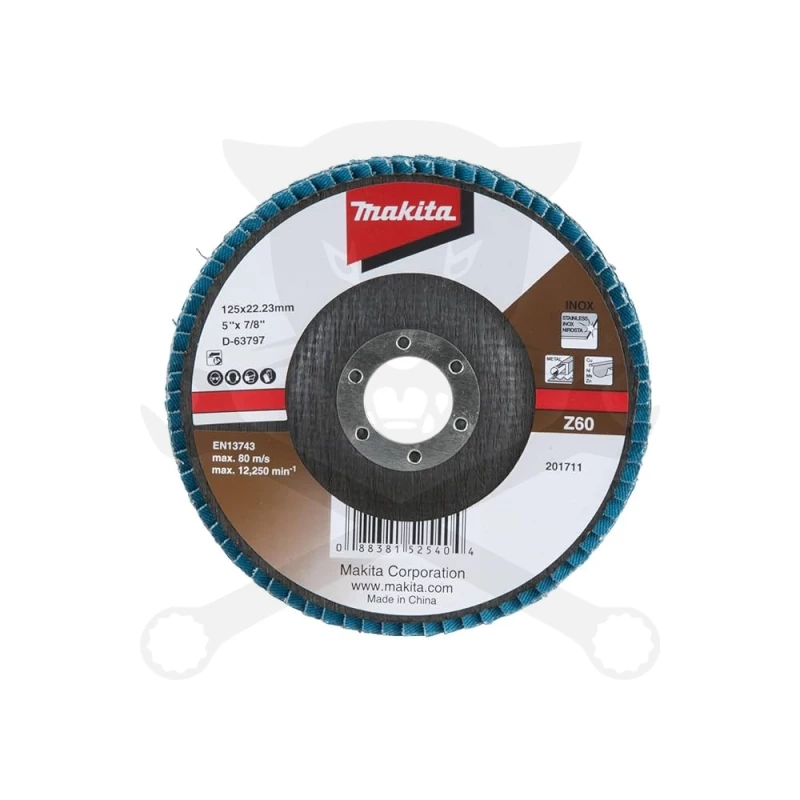 Csiszolótányér, lamellás 125 mm 60-as - INOX - Makita