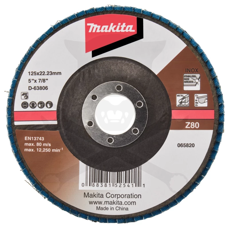 Csiszolótányér, lamellás 125 mm 80-as - INOX - Makita