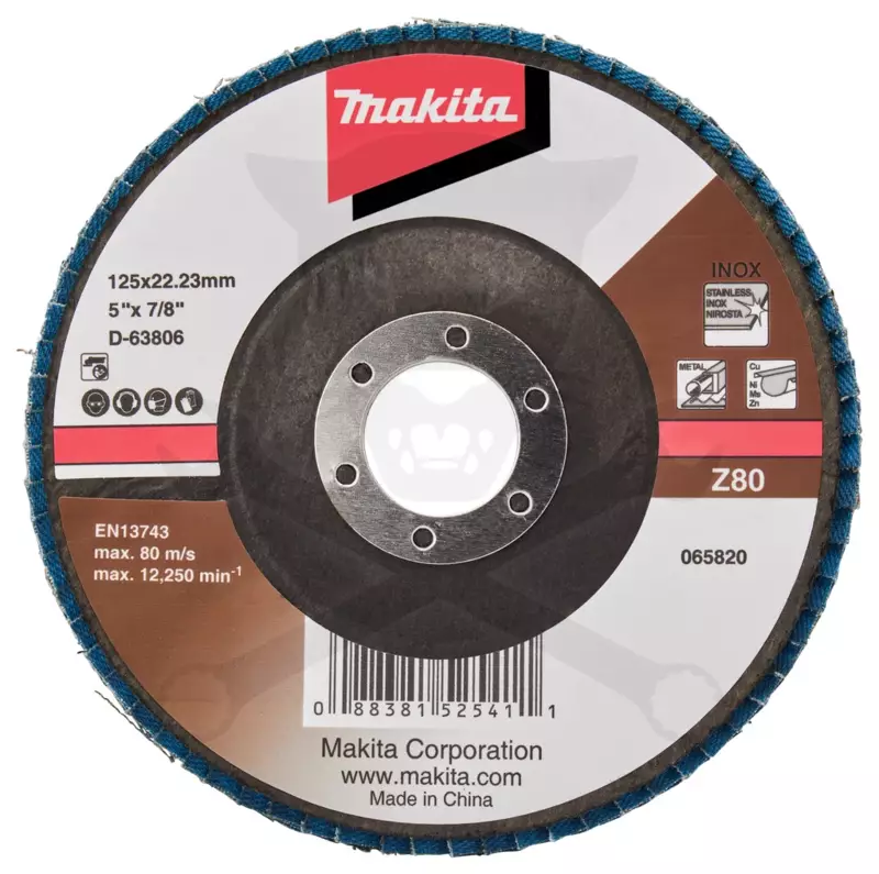 Csiszolótányér, lamellás 125 mm 80-as - INOX - Makita