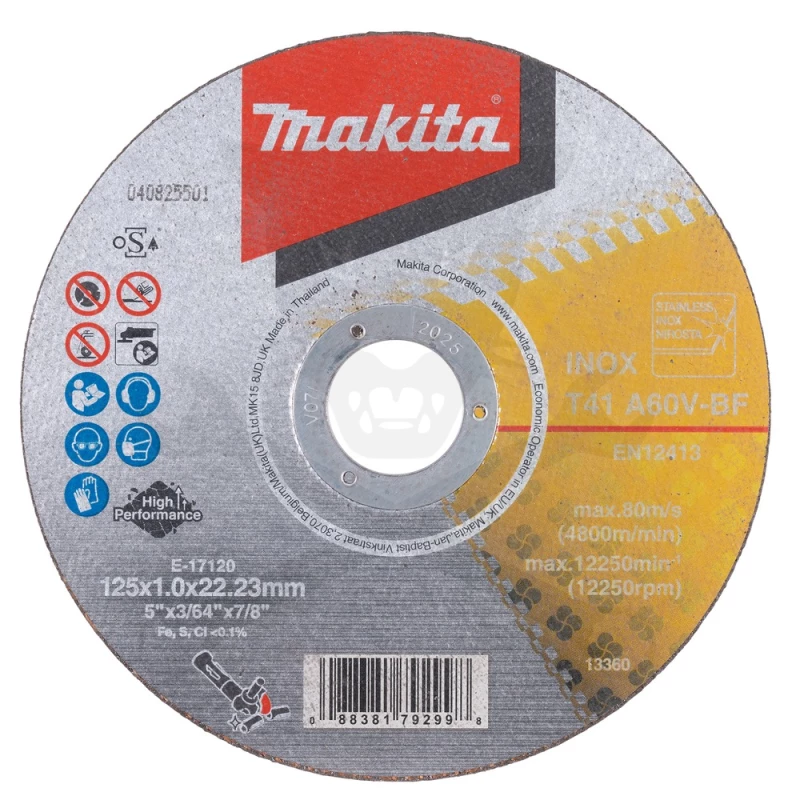 Vágókorong 125 x 1.0 x 22.23 mm INOX 80m/s - 12 db-os készlet - Makita
