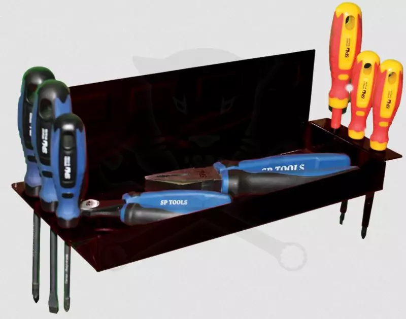 Mágneses tartó - 1 db polc + 6 db csavarhúzó tároló - SP Tools