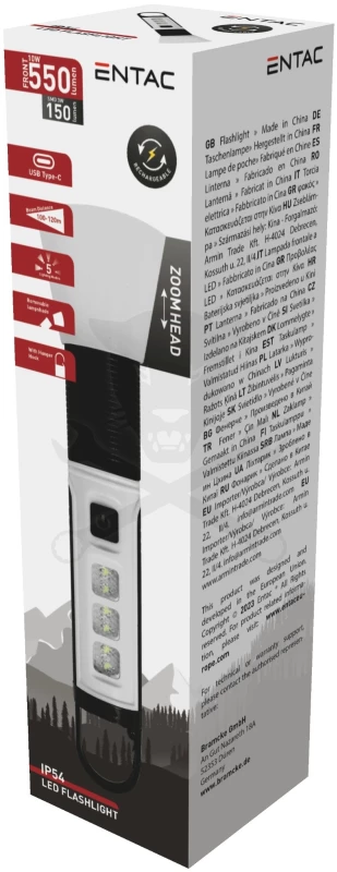 Szerelőlámpa (LED lámpa)  550 lm IP54 USB-s zoomolható - ENTAC