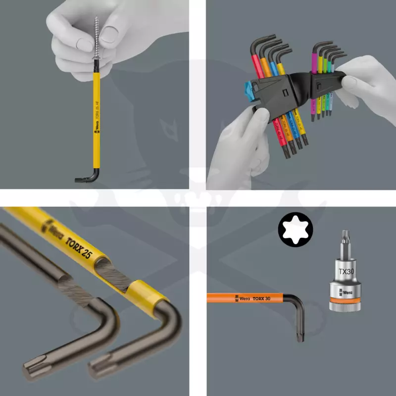Torx kulcs készlet 9 részes T8 - T40 színkódolt - Wera