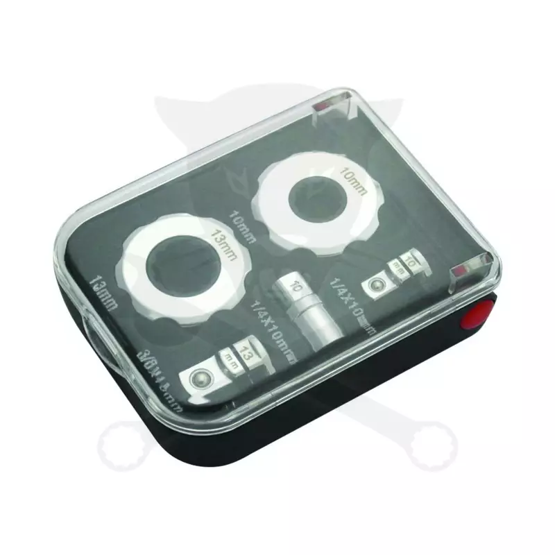 Racsnis fej, marok 1/4" + 3/8"-os dugókulcs fejekhez + 1/4" bittartó