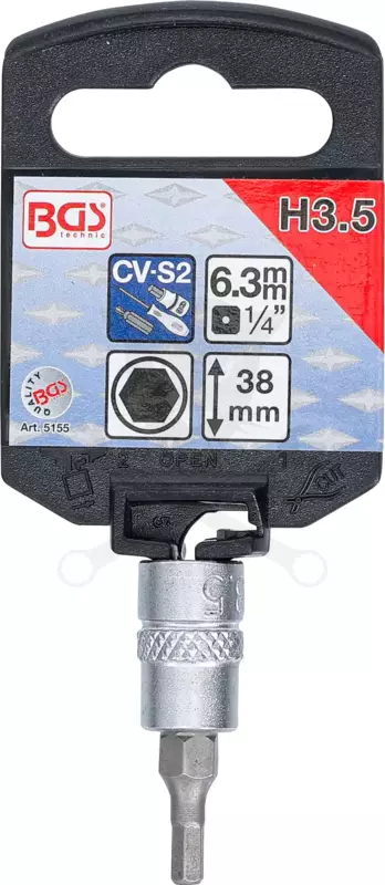Rátűzőkulcs - crowa+bit készlet 1/4" imbusz 3,5 mm - BGS