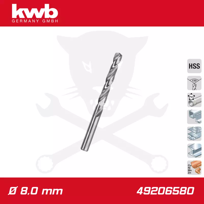 Csigafúró  8,0 mm HSS-G DIN 338 Silver Star, profi - KWB
