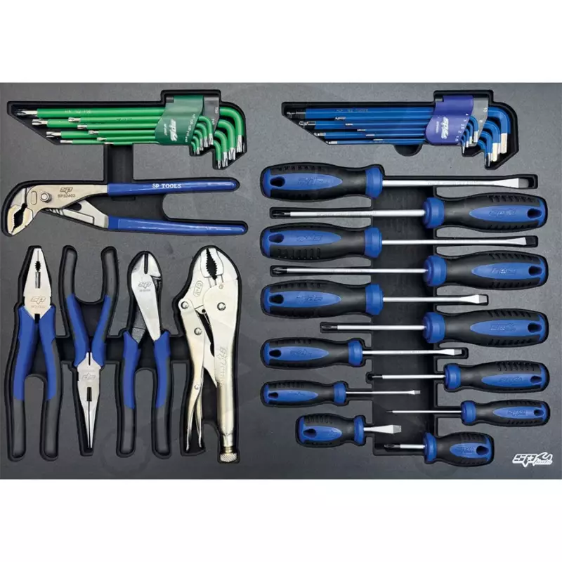 Tálcás SP Tools "M" Fogó + csavarhúzó készlet 35 db-os
