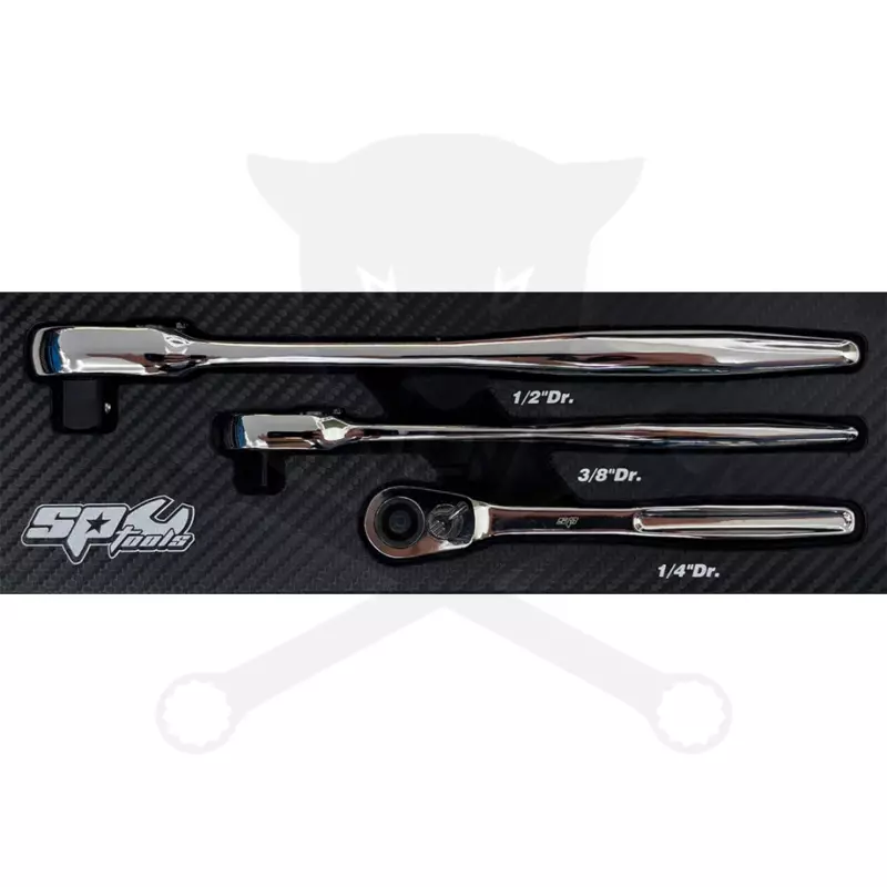 Crowa racsnis kulcs készlet 3 db-os nyomógombos 1/2"-3/8"-1/4" SLIM - SP
