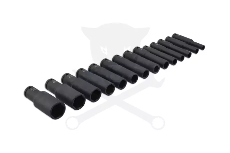 Légkulcsfej készlet 1/2" 14 db 10-32 mm metrikus 120 mm extra hosszú kiv.