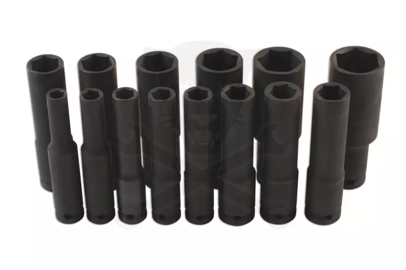Légkulcsfej készlet 1/2" 14 db 10-32 mm metrikus 120 mm extra hosszú kiv.