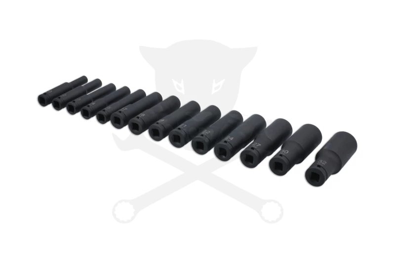 Légkulcsfej készlet 1/2" 14 db 10-32 mm metrikus 120 mm extra hosszú kiv.