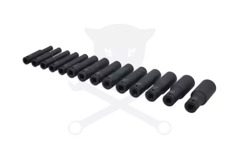Légkulcsfej készlet 1/2" 14 db 10-32 mm metrikus 120 mm extra hosszú kiv.
