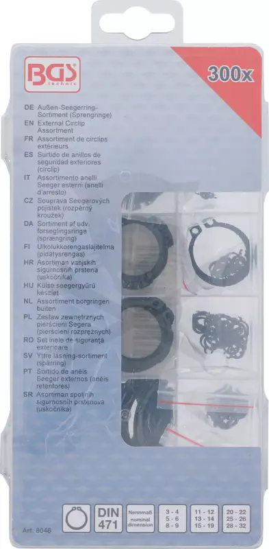 Seegergyűrű külső készlet 300 db-os