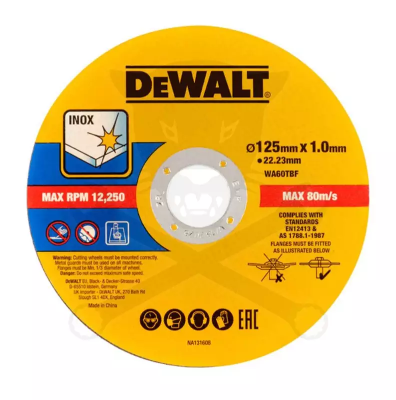 Vágókorong 125 x 1.0 x 22,23 mm INOX 80m/s - Dewalt -