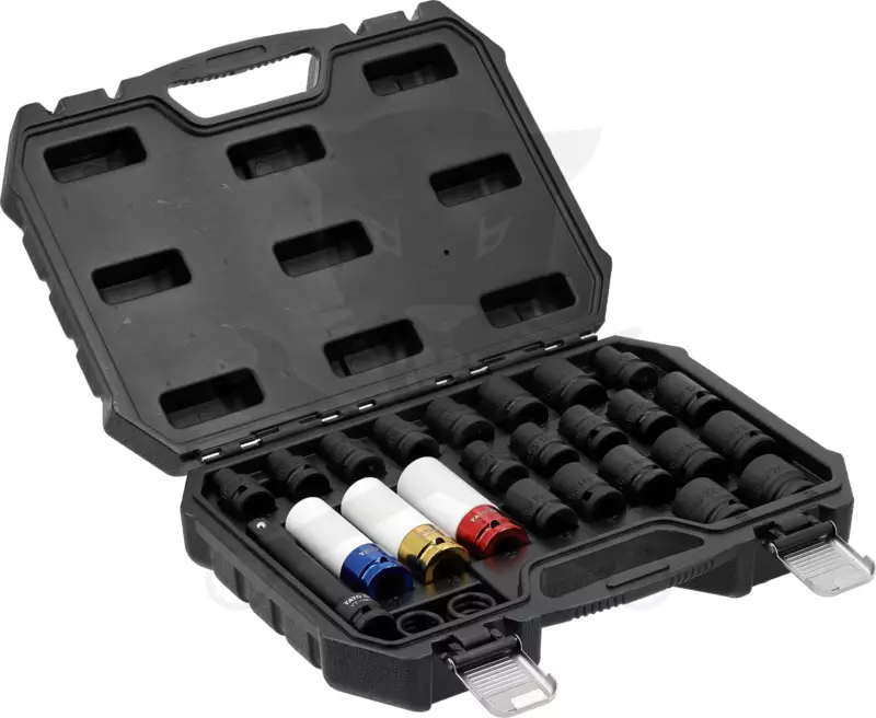 Légkulcsfej készlet 1/2" 24 db 10-24 mm + E10-E24 -