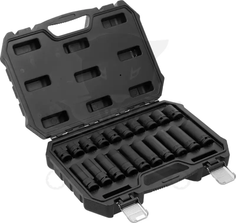 Légkulcsfej készlet 1/2" 20 db 10-19 mm metrikus rövid és hosszú