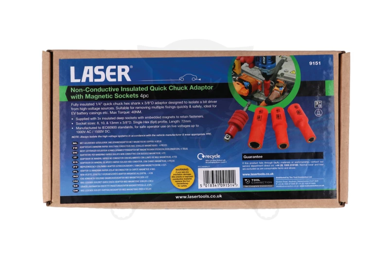 Dugókulcs készlet VDE 1000 V Szigetelt/Hibrid szerszám készlet 3/8" 4 db-os