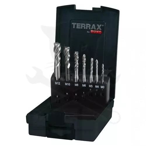 Menetfúró készlet gépi  M3-12  HSS csavart hornyú - Terrax