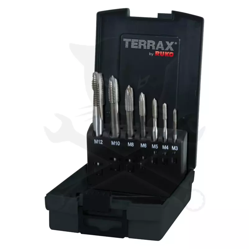 Menetfúró készlet gépi M3-12 HSS egyenes hornyú - Terrax
