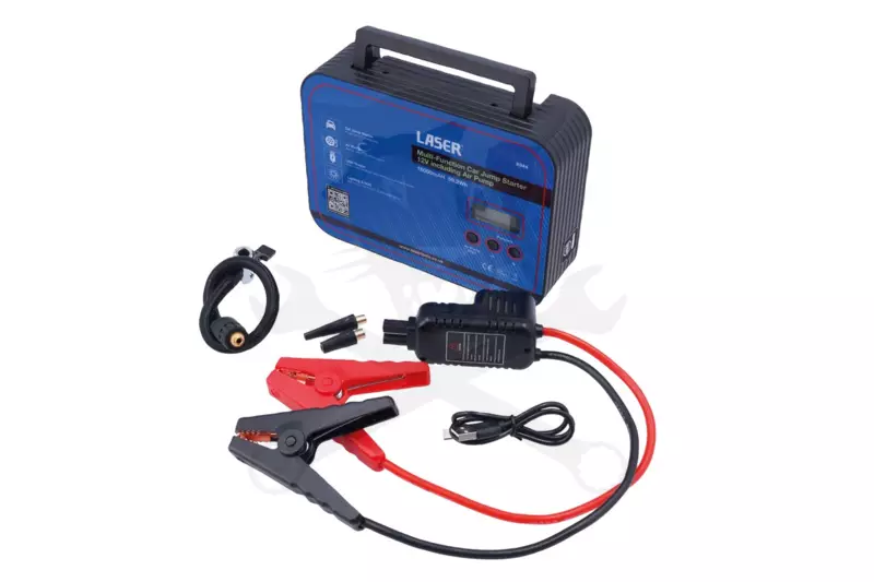 Akkumulátor bikázó-indító (starter) 12 V - 1200A + Akkus Kompresszor