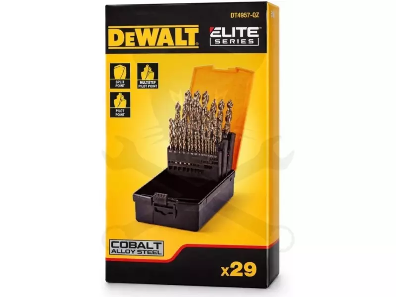 Csigafúró készlet HSS-E Co8 29 db-os 1.0-13.0 mm + előfúrók - DeWalt