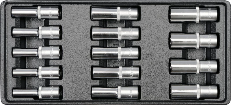 Dugókulcs készlet 14 db-os szerszámos kocsiba tálcás 1/2" - 1/3 - Yato