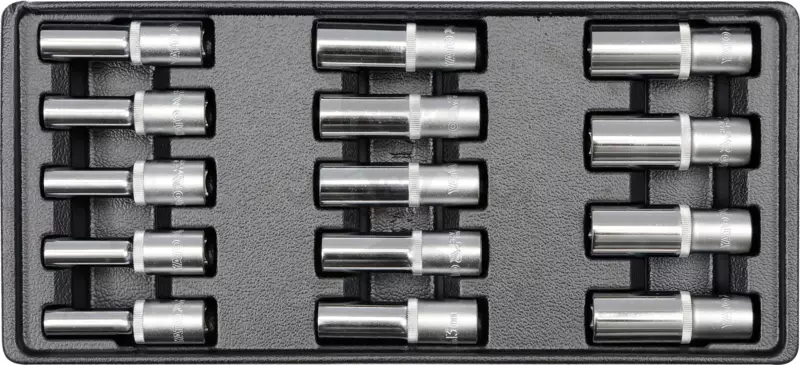 Dugókulcs készlet 14 db-os szerszámos kocsiba tálcás 1/2" - 1/3 - Yato