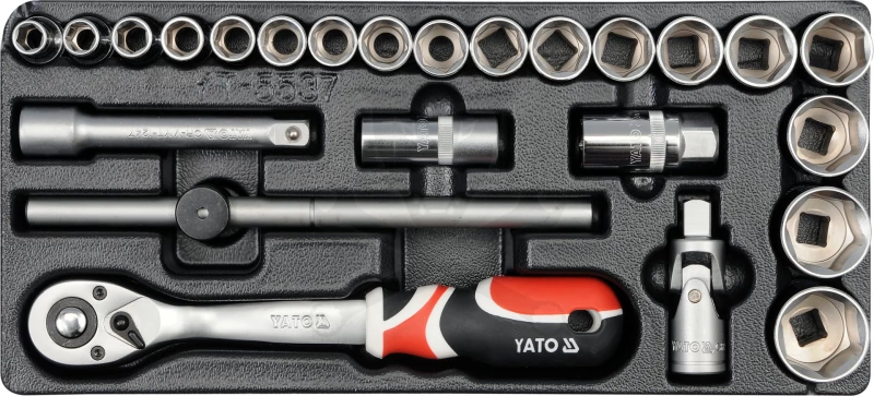 Dugókulcs készlet  24 db-os szerszámos kocsiba tálcás 1/2" - 1/3 - Yato