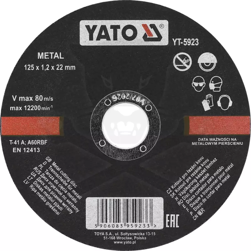 Vágókorong 125 x 1.2 x 22,23 mm METAL 80m/s - Yato