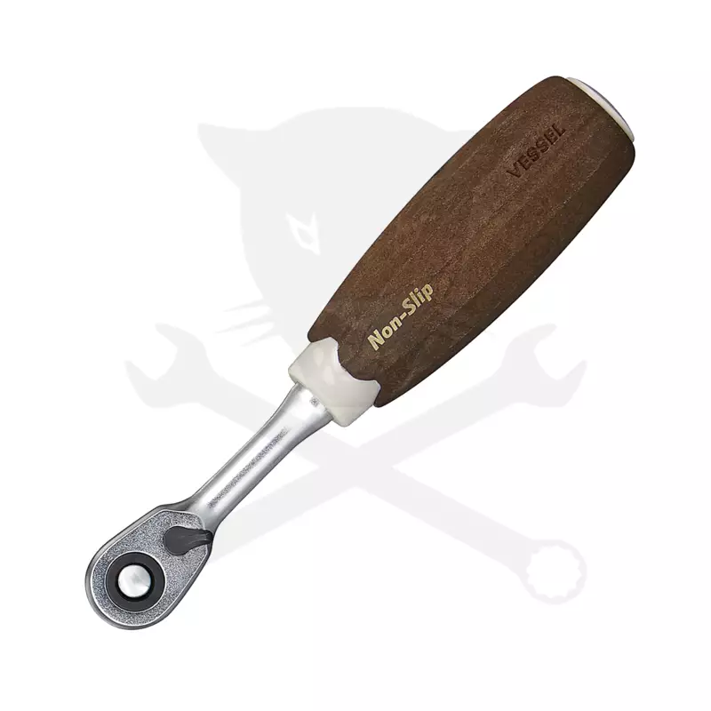 Crowa racsnis kulcs 1/4" 72 fogú forgó fej FA NYELŰ - NON SLIP - Vessel (HRH2-W)