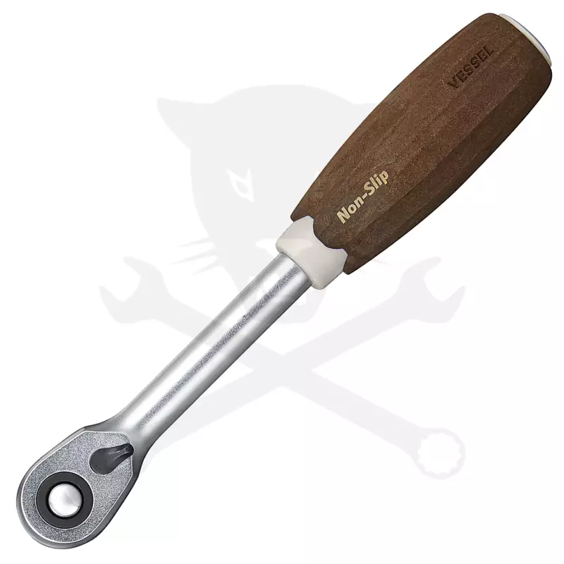 Crowa racsnis kulcs 3/8" 72 fogú forgó fej FA NYELŰ - NON SLIP - Vessel (HRH3-W)