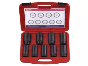 Légkulcsfej készlet 3/4" 9 db 26-38 mm metrikus hosszú 6 l. Genius