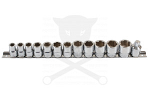 Csavarkiszedő készlet - sérült fejű csavarokhoz 12+1 db-os 08-19 mm 3/8"