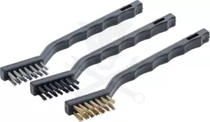 Drótkefe készlet 175 mm 3 db-os acél + réz + műanyag - Kraftmann