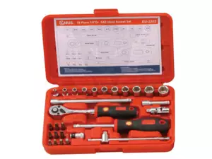 Dugókulcs készlet 1/4" 6 lap COLOS méretezés 28 db-os Genius
