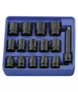 Tálcás Genius dugókulcs, gépi készlet 6 lapú normál 1/2" 15 db-os 1/6