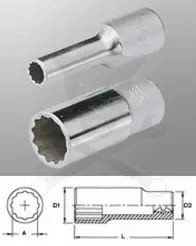 Dugókulcs - crowafej 1/2" 12 szög hosszú 23 mm Genius