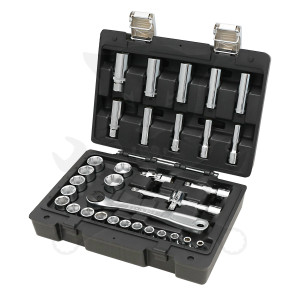 Dugókulcs készlet 3/8" 6 lap 6-24 mm + hosszított 33 db-os (913E/C33)