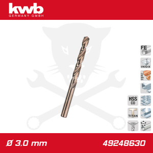 Csigafúró  3,0 mm HSS-G Co5 DIN 338 Twist, profi - KWB