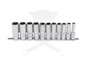 Dugókulcs - crowafej készlet 3/8" 12 sz. 8-19 mm hossz. 11 db-os BGS